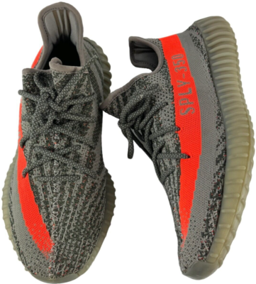 ADIDAS Yeezy Boost SPLY 350 V2 Grey Orange Cloth Sneakers 10.5 US
