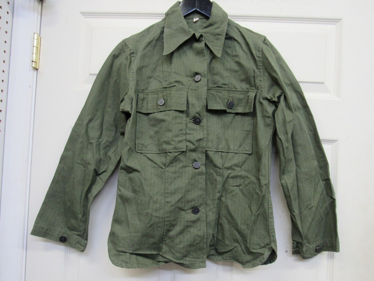 WW2 US WAC HBT Shirt w/ Gas Flap 13 Star Buttons Womens Army Corps