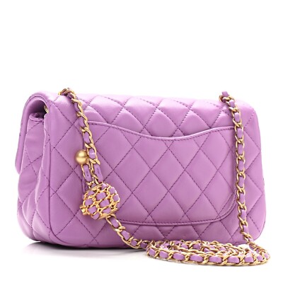 CHANEL Lambskin Quilted CC Pearl Crush Mini Rectangular Flap Bag