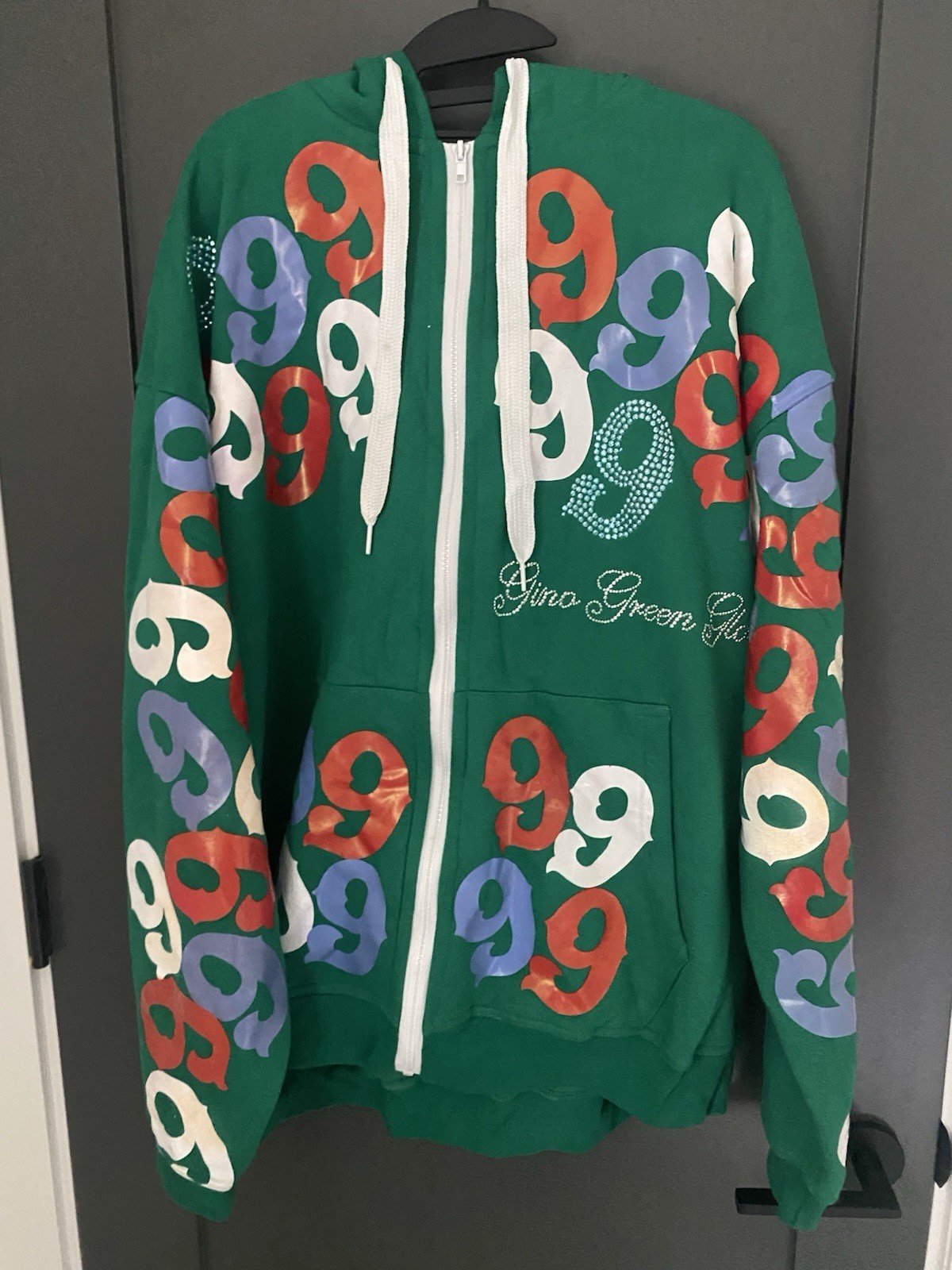 Vintage Gino Green Global Hoodie Sweatshirt Zip Up 3xl Green Color