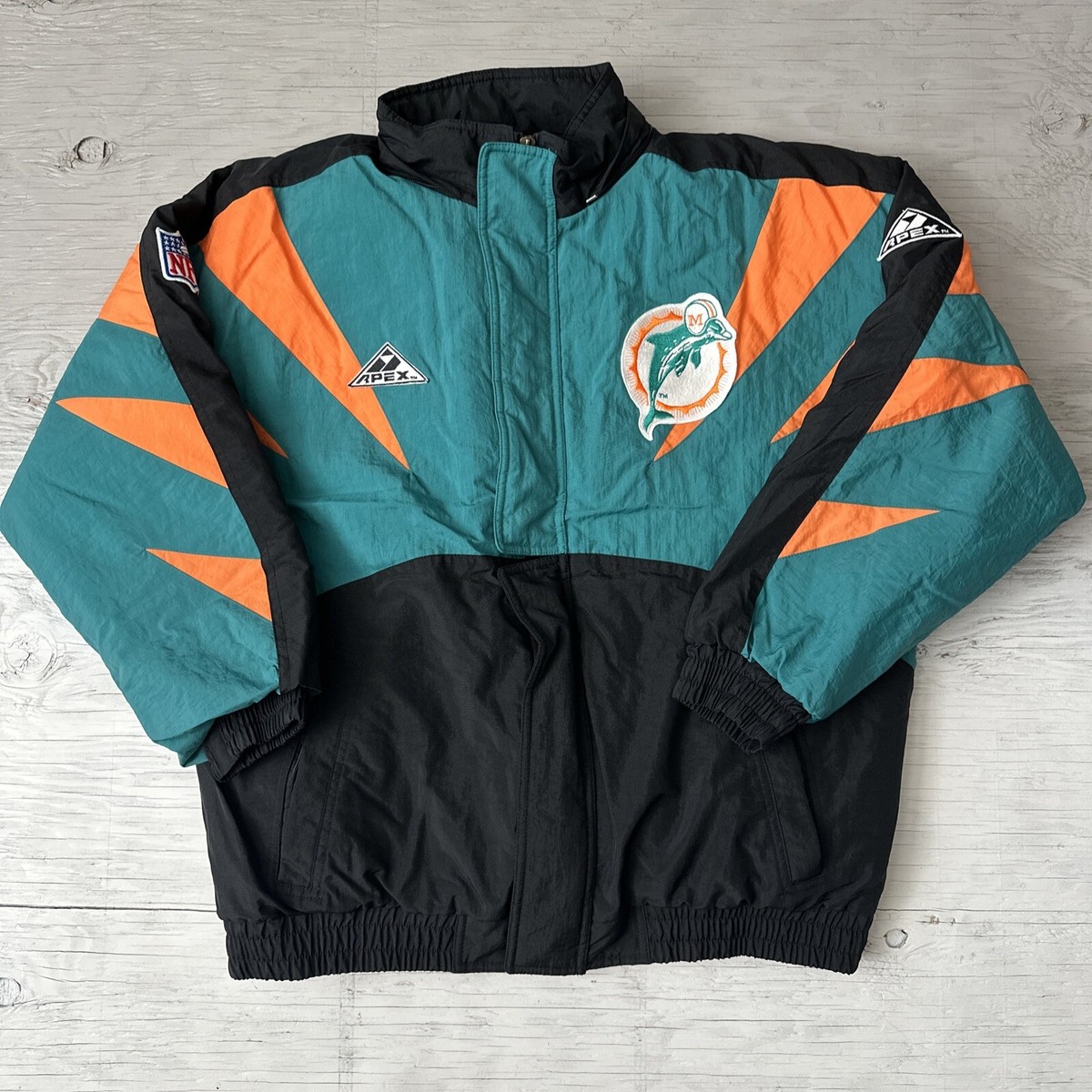 Vintage 90s NFL Miami Dolphins Apex Proline Shark tooth jacket