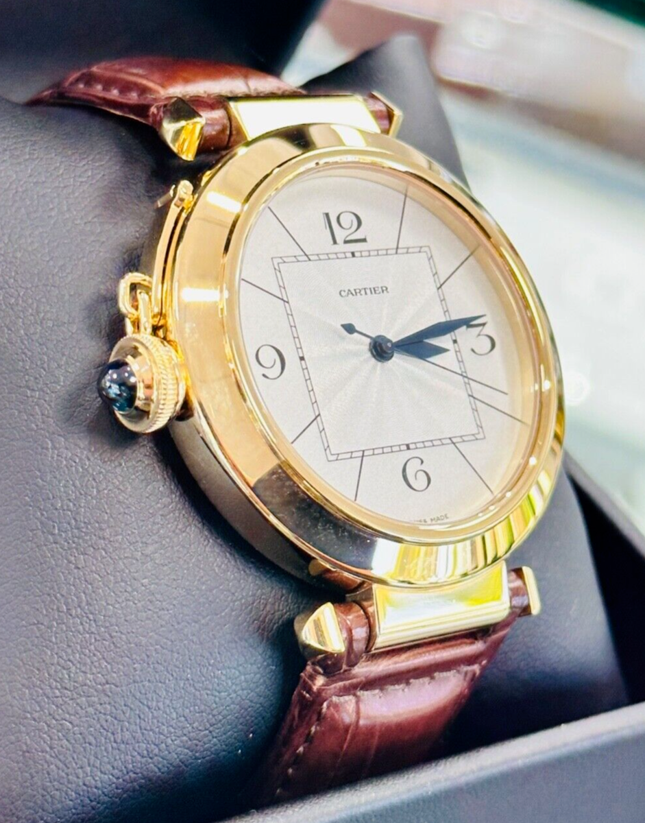 Cartier Pasha 42mm Lefty 2726 18k Yellow Gold on leather Band RARE