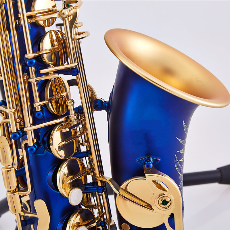 High-quality Alto E-flat Frosted Blue Saxophone Professional