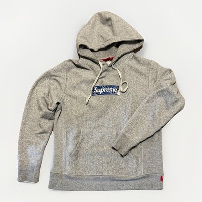 Supreme Hoodie Sweatshirt Blue Bandana Box Logo Gray Size SMALL