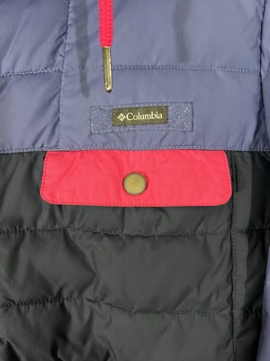 COLUMBIA ZIP HOODED PUFFER JACKET PURPLE PINK JACKET WOMENS LARGE
