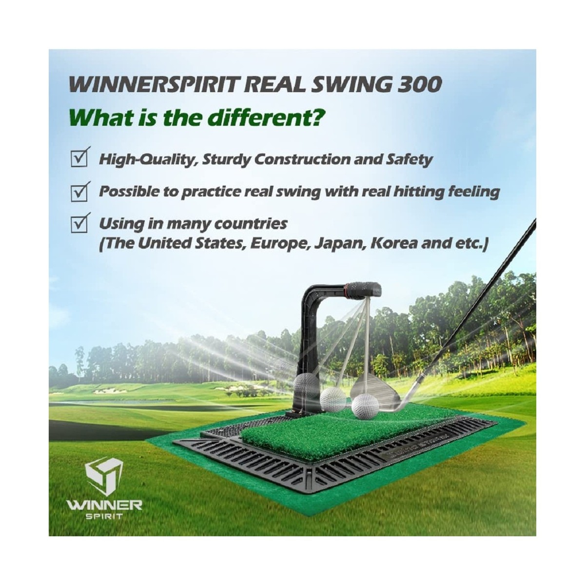 WINNER SPIRIT Real Swing 300 Golf Swing & Hitting Trainer, True