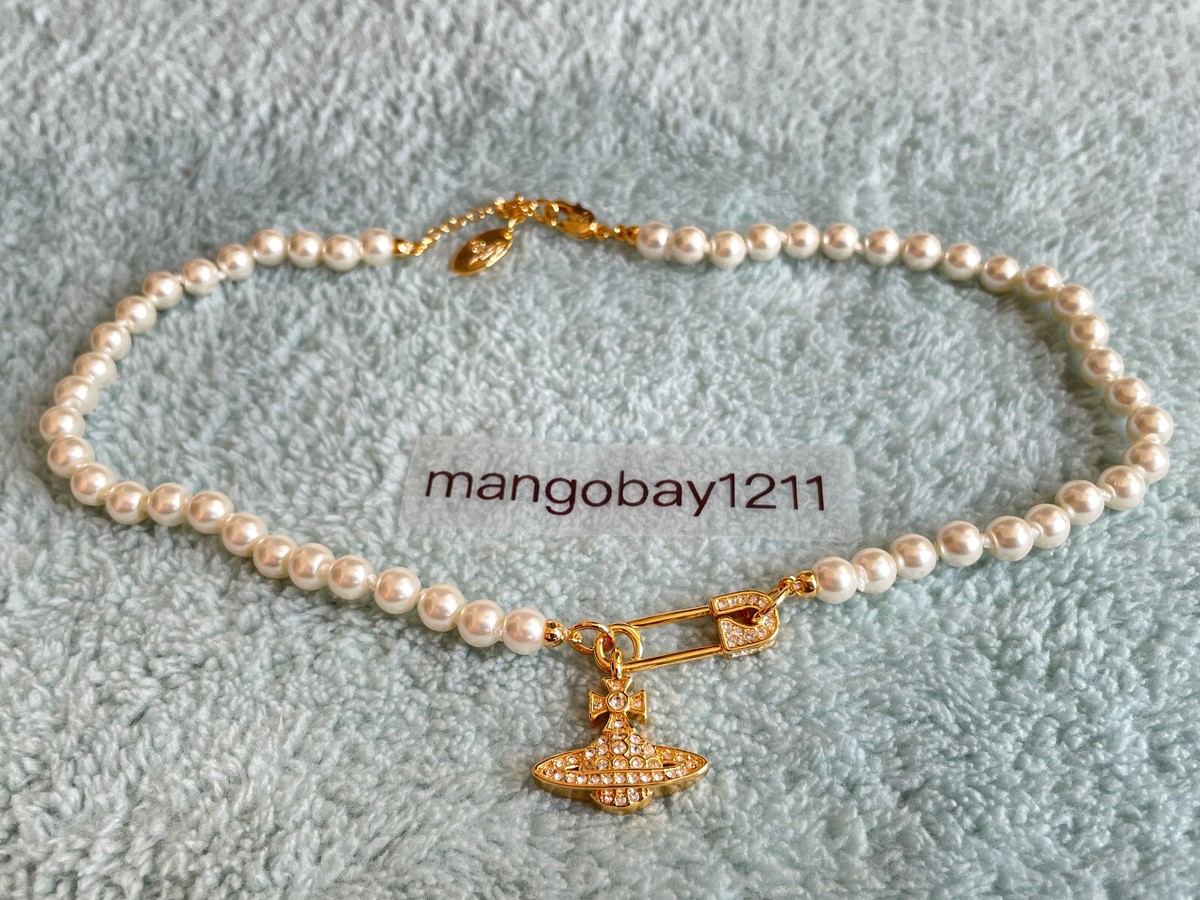 Vivienne Westwood Lucrece Safety Pin Gold Pearl Choker Necklace | eBay