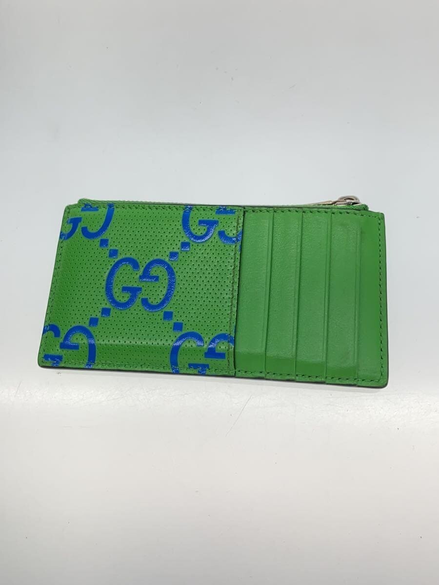 GUCCI GG Embossed Leather Zip Card Case Card Holder Green | eBay