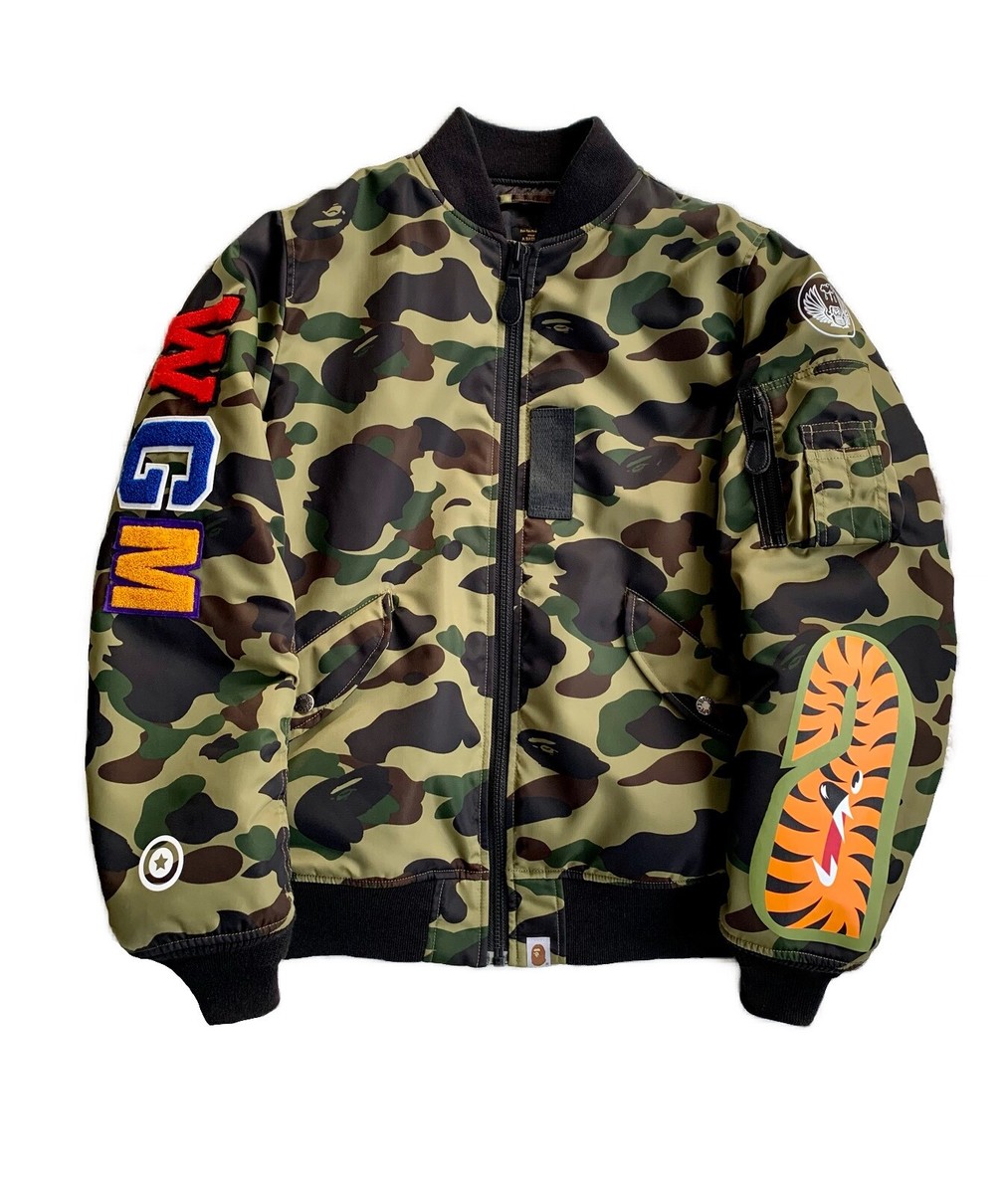 Bape A Bathing Ape Shark MA-1 Camo Bomber Flying Jacket | eBay