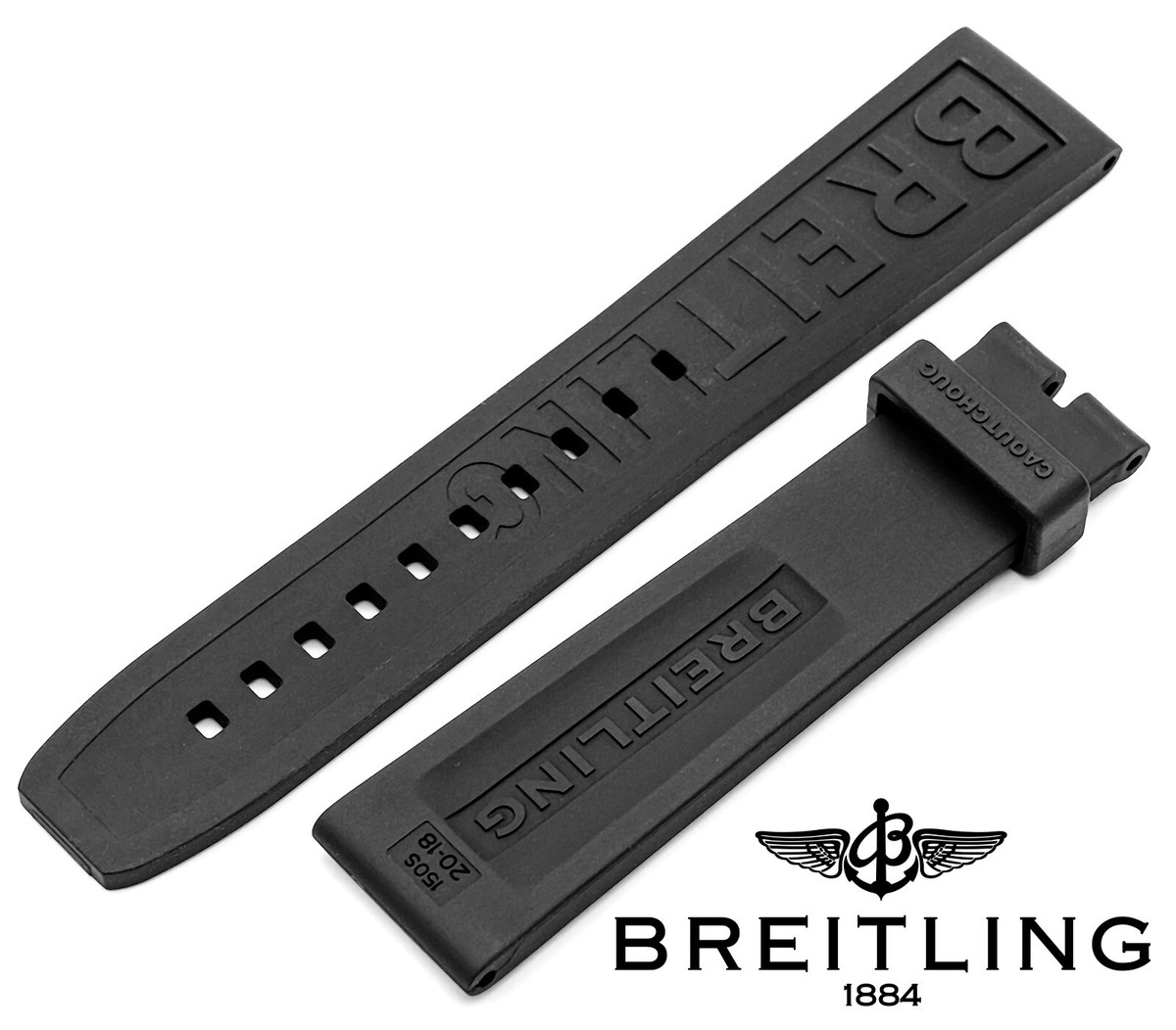 Authentic 20x18 Breitling Black Caoutchouc Rubber Replacement