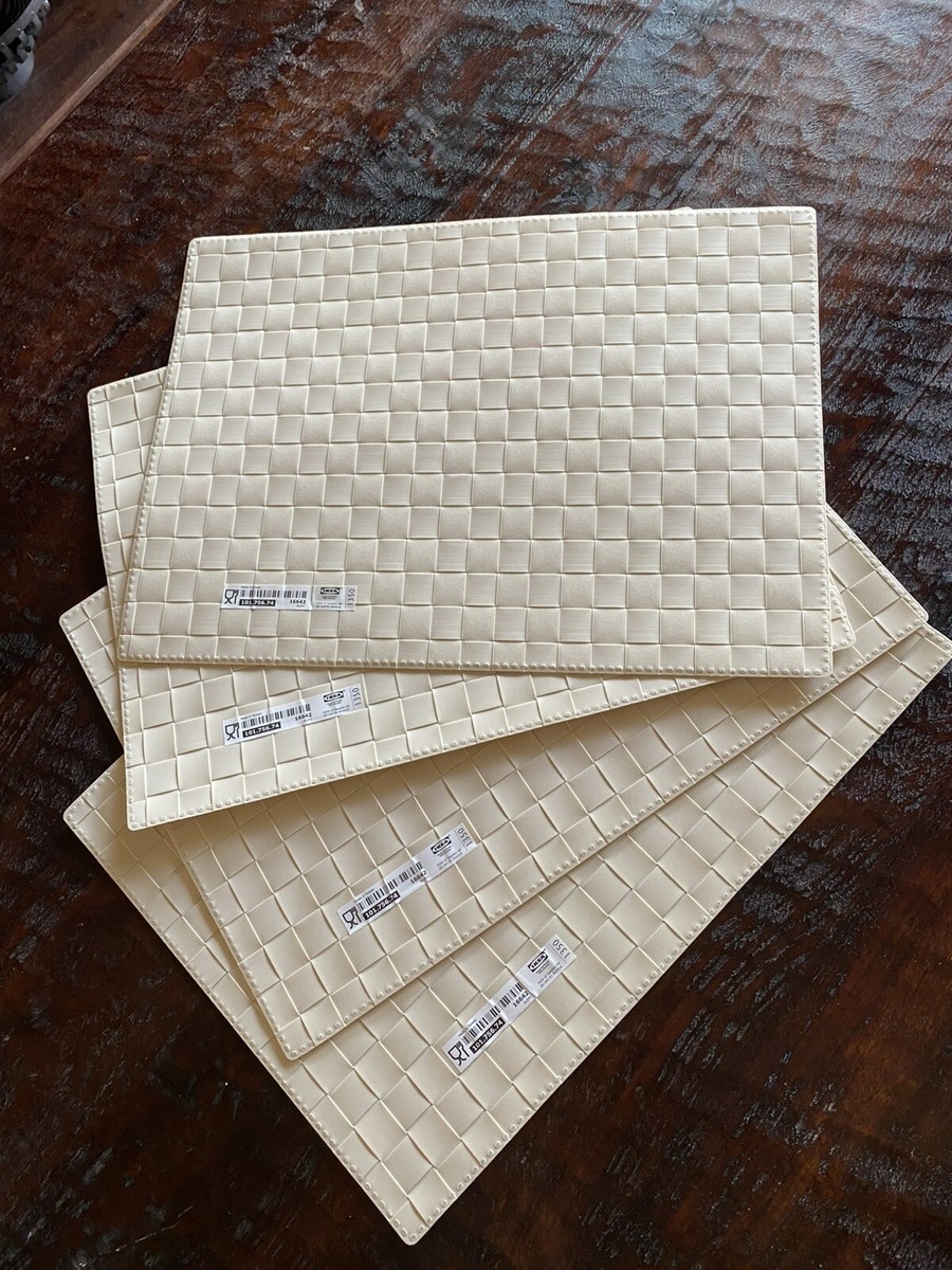 NEW SET OF 4 IKEA RECTANGLE IVORY CREAM WOVEN PLACEMATS 101.756.74