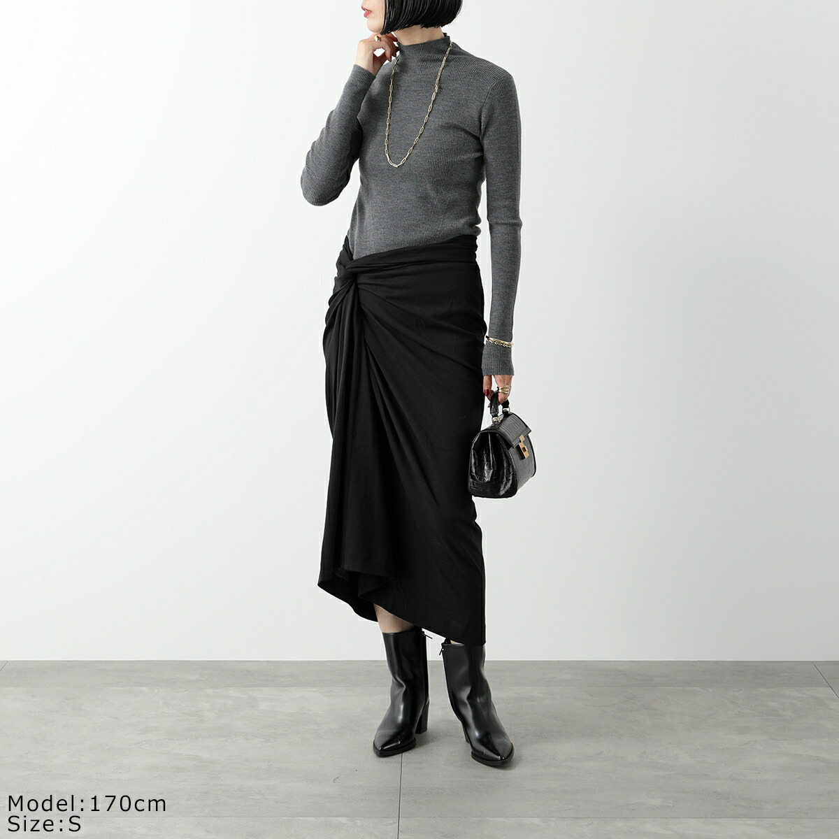 SALE DRIES VAN NOTEN Skirt HERCHIVE Draped Midi Pencil Cotton