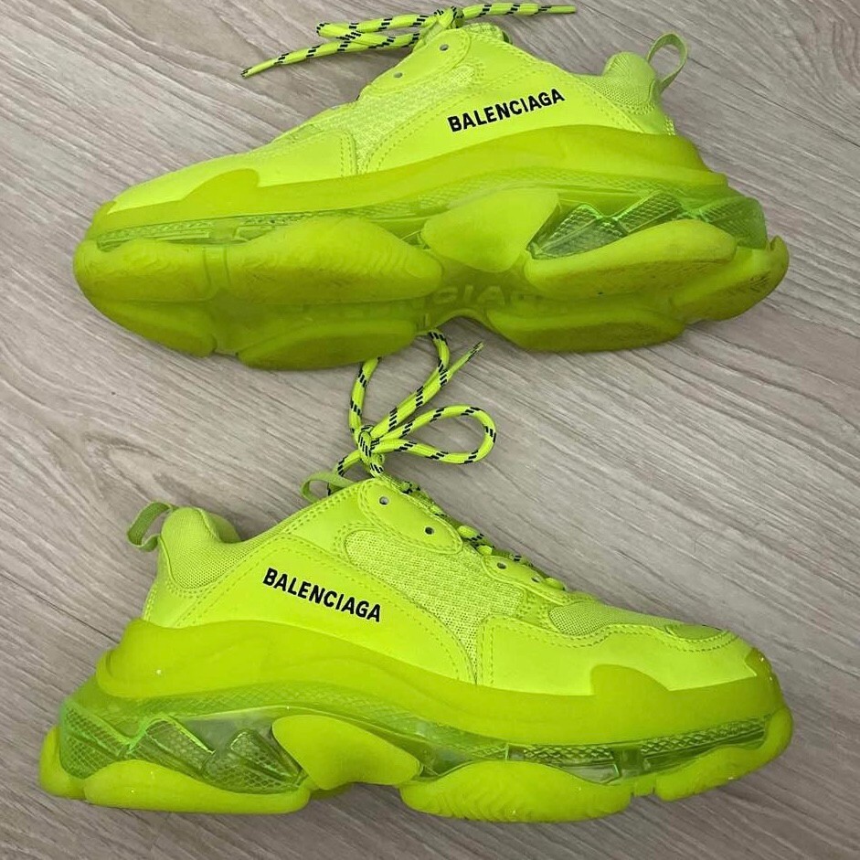 Balenciaga Triple S Size 38 (US Womens Size 8) Neon Yellow Clear