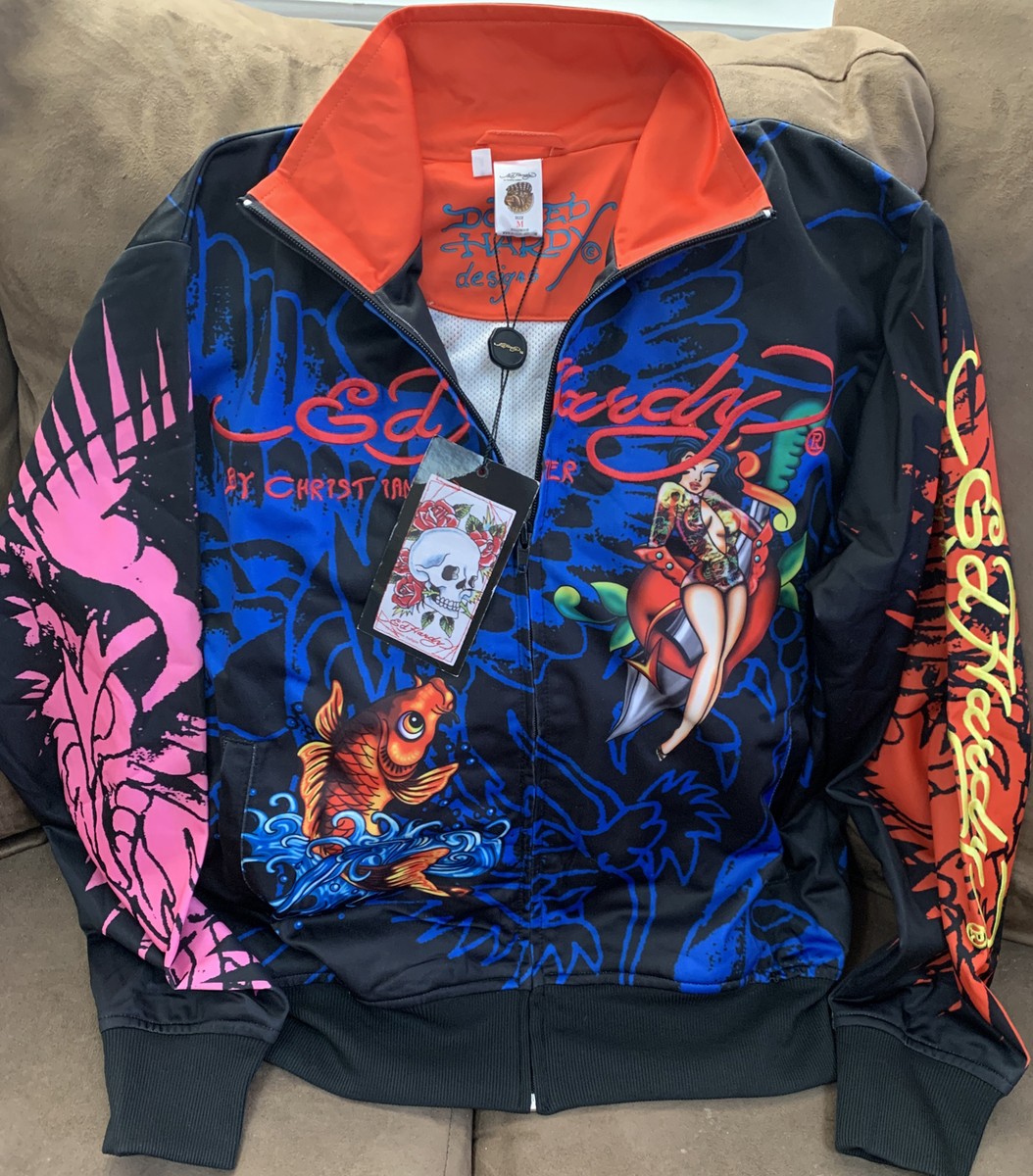 ED HARDY DEATH OR GLORY MULTI TRACK JACKET UNISEX SIZE M