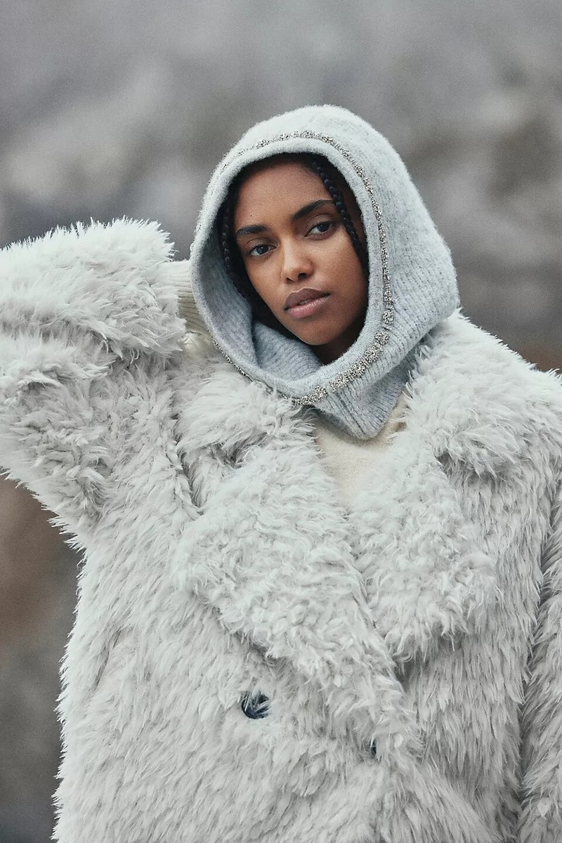 NWT Anthropologie Faux Fur Jacket WHITE Pockets Lined Teddy Coat