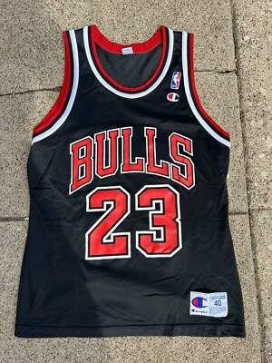 Vintage 90s Champion Chicago Bulls Michael Jordan #23 NBA Black