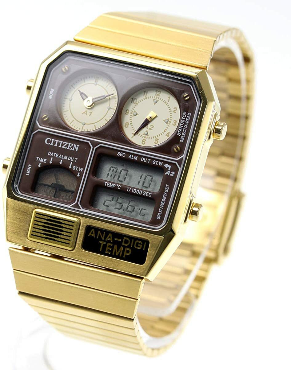 CITIZEN ANA-DIGI TEMP JG2103-72X Gold Analog Digital Vintage Men