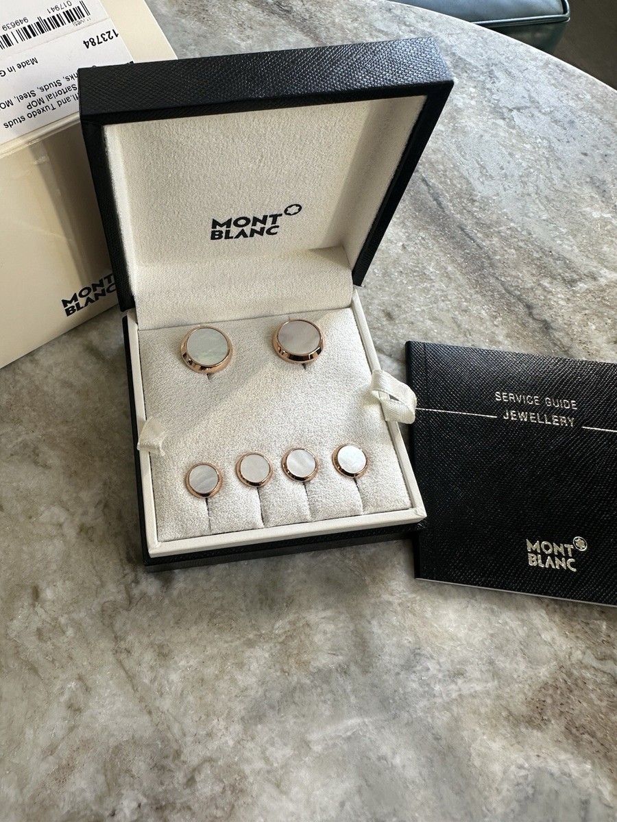 Montblanc Cufflinks Tuxedo Studs Set Saratorial Mother of Pearl
