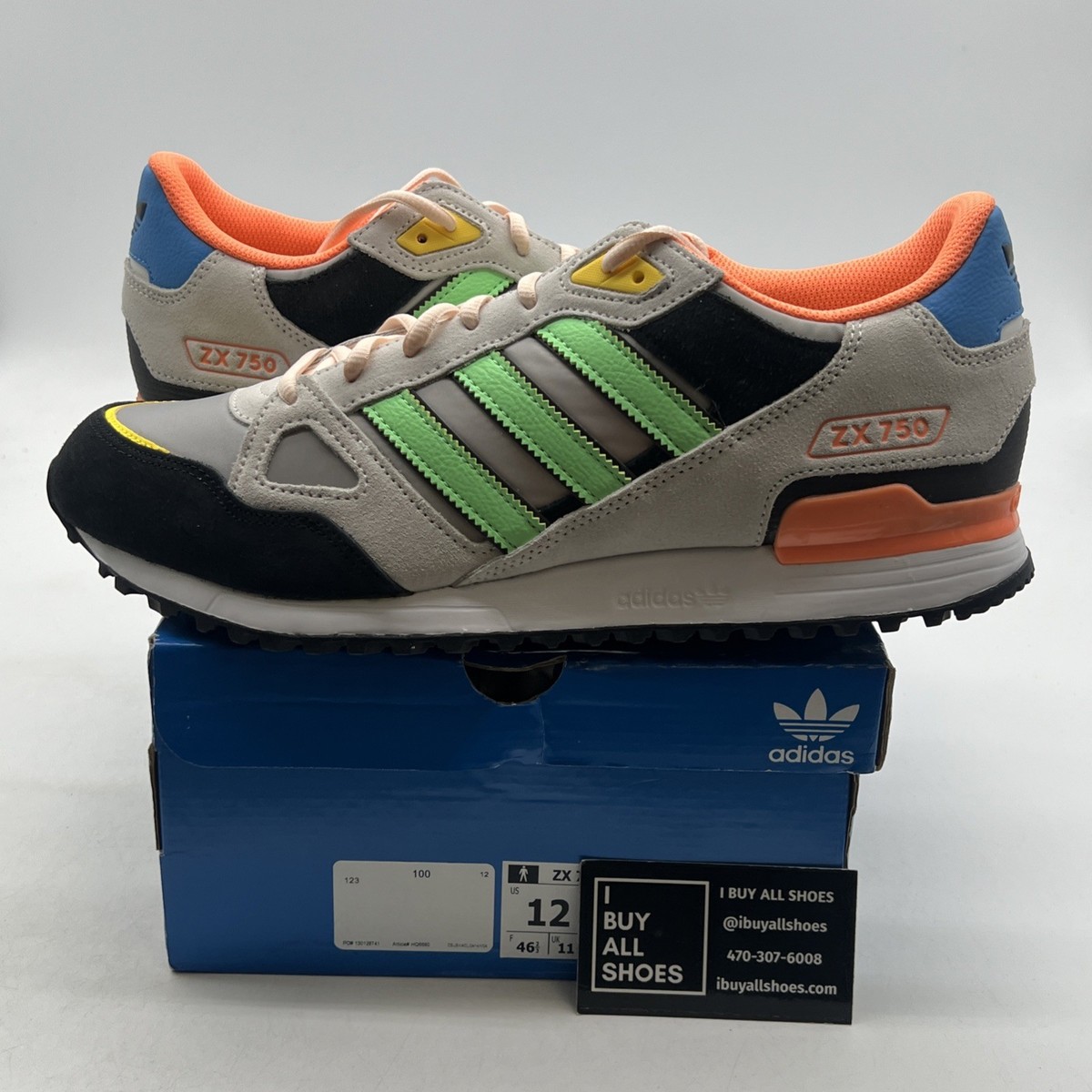 Size 12 - adidas ZX 750 White Beam Green Orange (HQ6680) | eBay