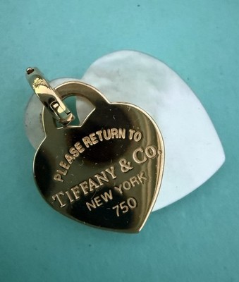 Return To Tiffany Co 18k Gold Mother Pearl Double Heart Tag