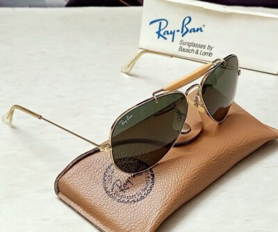 Ray Ban Bausch & Lomb Gold Outdoorsman Sunglasses B&L Green Lens