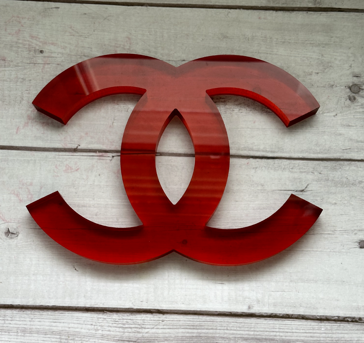 CHANEL LOGO Coco Mark Store Display Chanel Logo Red Rare | eBay