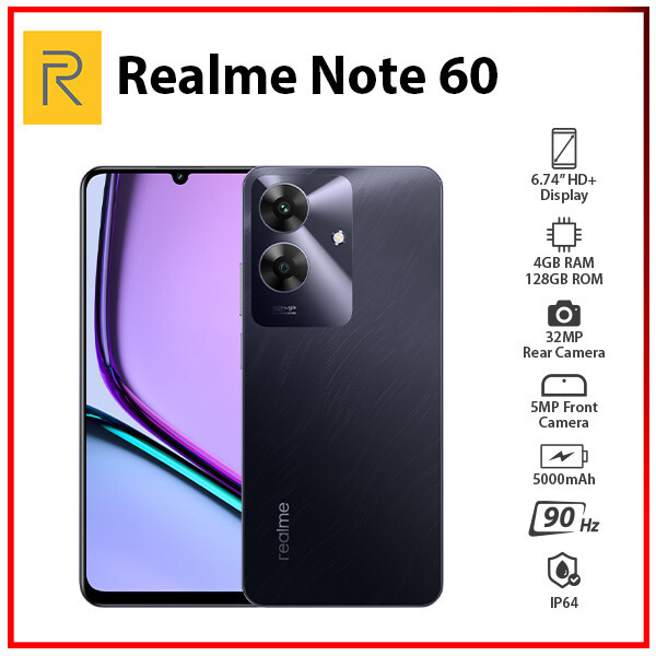 New) Realme Note 60 4GB+128GB BLACK Global Ver. Dual SIM Android