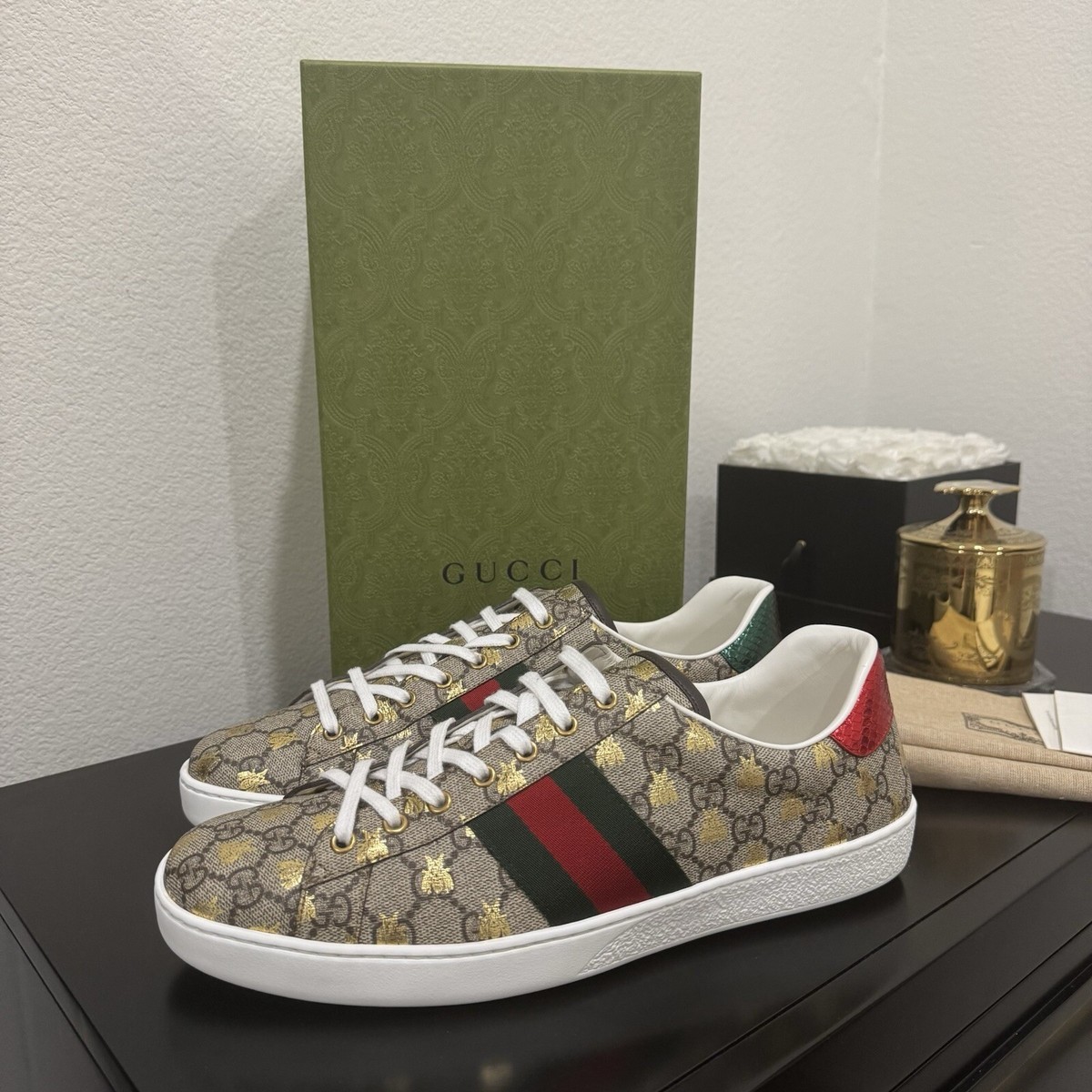 Gucci Ace GG Supreme Bees Sneaker Brown Multi 12.5 | eBay