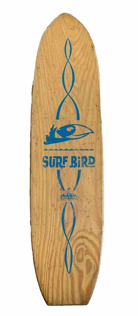 Rare Vintage Wood Wooden Skateboard Metal Wheels SurfBird Surf