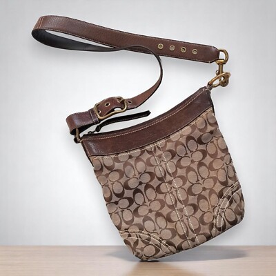 Coach Crossbody&Shoulder Bags Monogram Brown Leather&Canvas 90s
