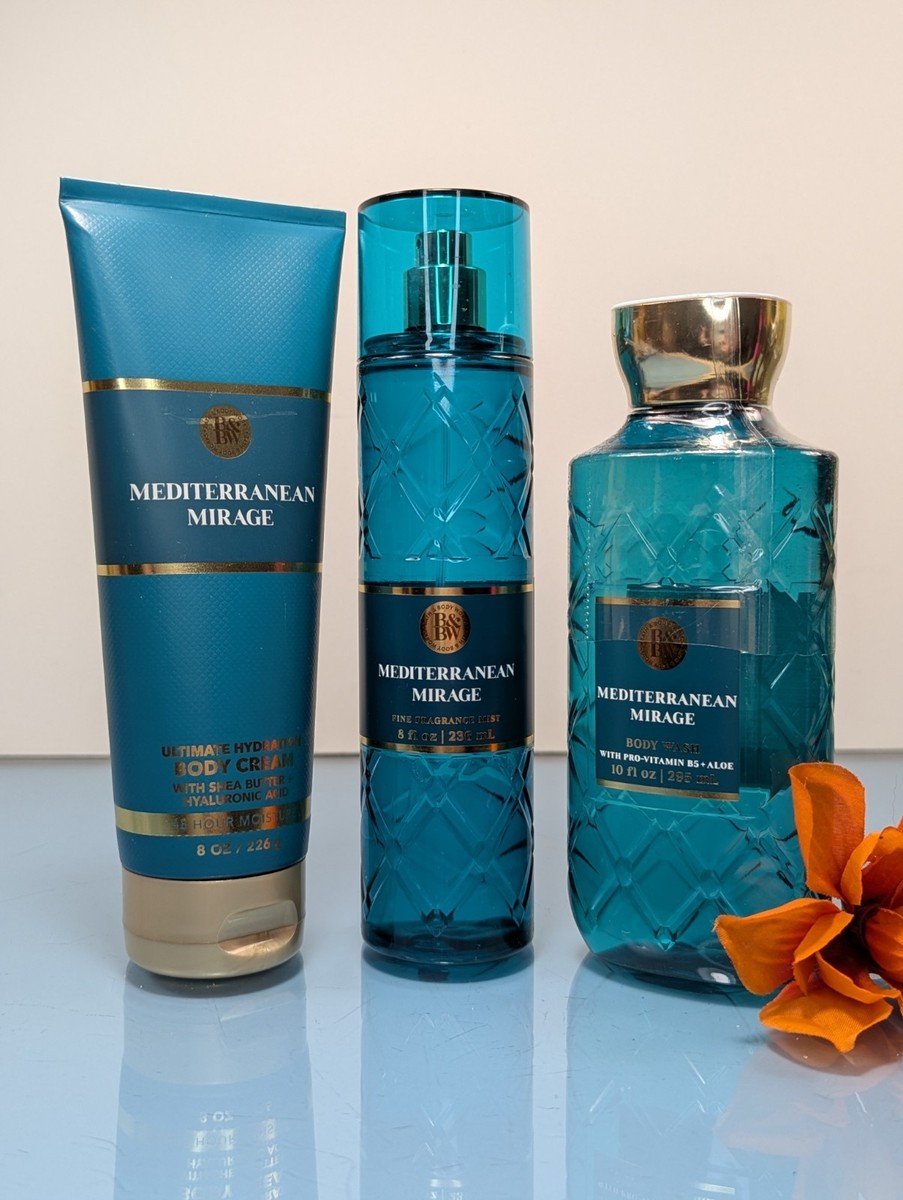 MEDITERRANEAN MIRAGE 3 Pc Light Blue Fragrance Mist Wash Cream