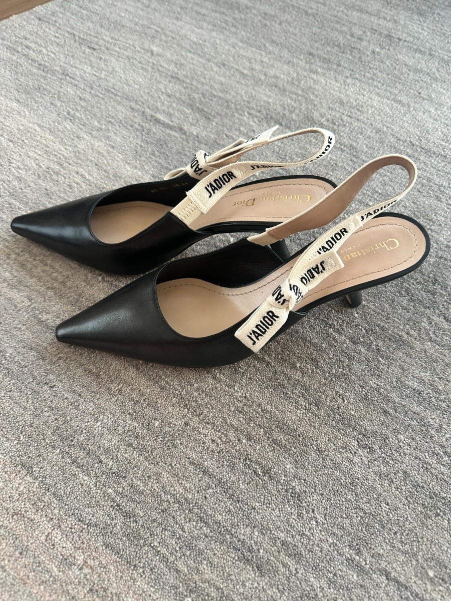 AUTHENTIC Dior J'ADIOR Black Leather Slingback Pumps - EU 41 US
