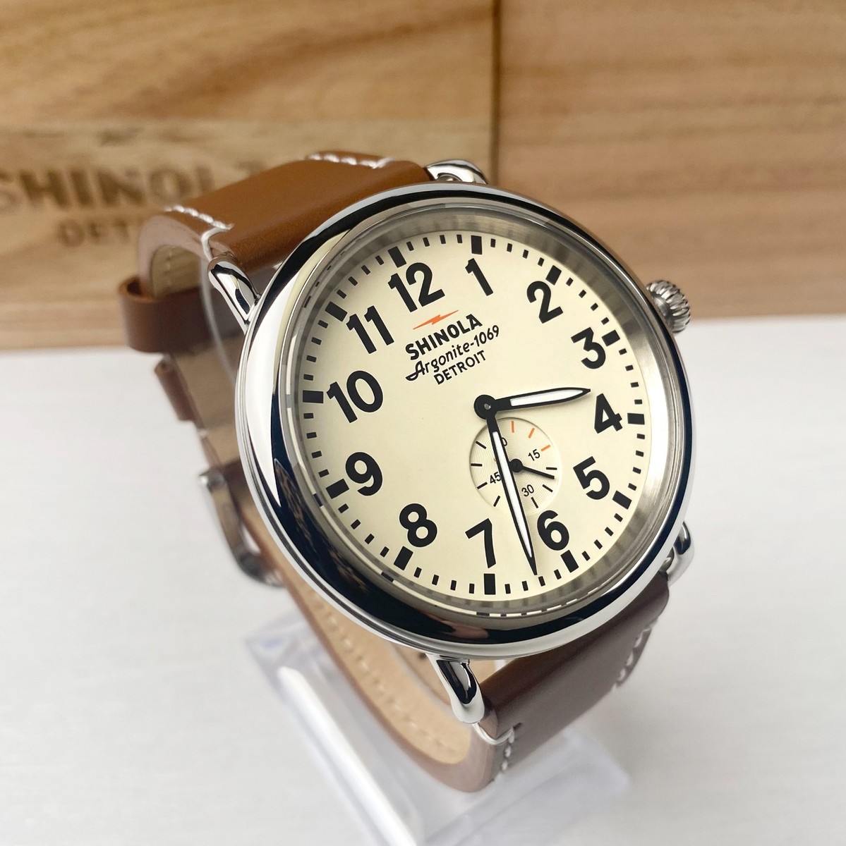 Shinola The Runwell 47mm Cream Dial Leather Strap Argonite 1069