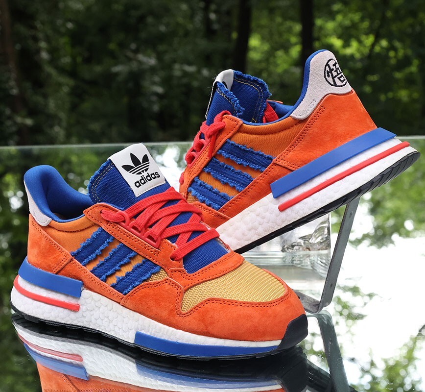 Adidas Dragon Ball Z x ZX 500 Son Goku Size 5 Orange Blue Custom