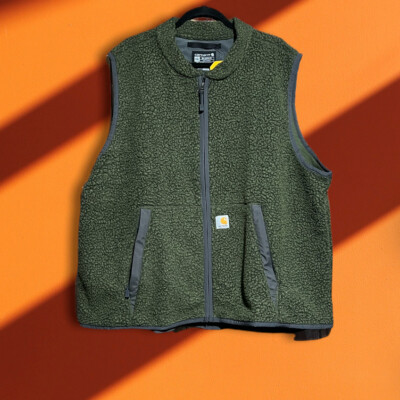 CARHARTT, MENS SIZE 2XL, RELAXED-FIT DARK GREEN FLEECE VEST | eBay
