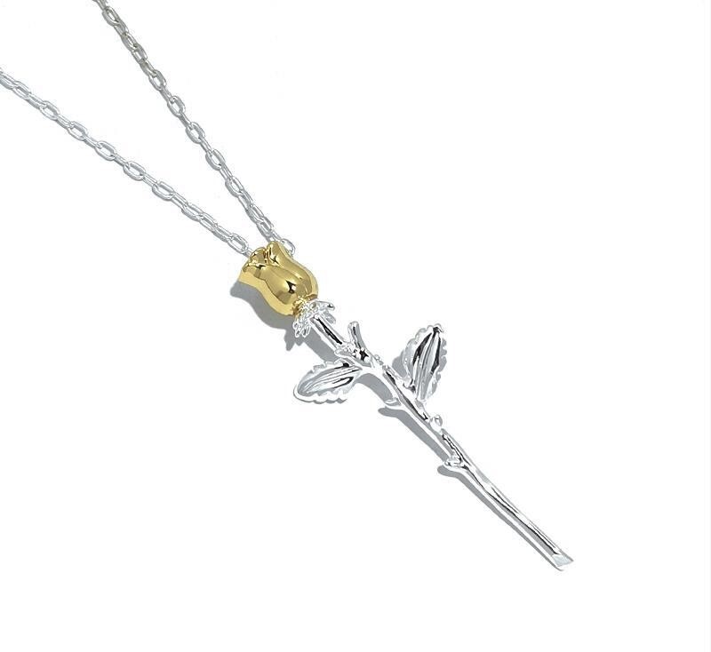 AMBUSH Rose Flower Metal Silver Gold Charm Pendant Necklace Unisex