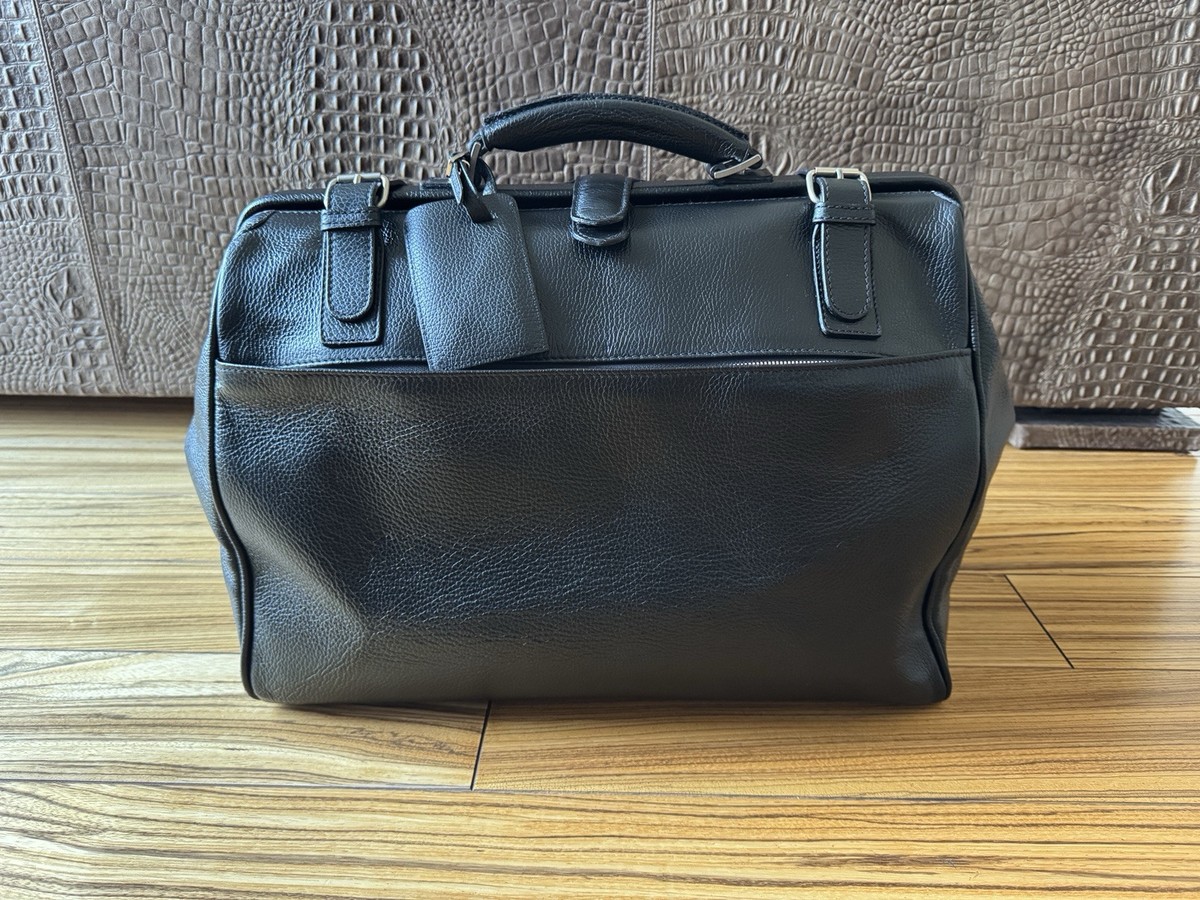 ERMENEGILDO ZEGNA CALF BLACK LEATHER WEEKENDER TRAVEL BAG | eBay