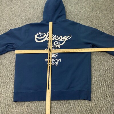 Stussy World Tour Zip Hoodie Mens XL Blue Sweatshirt | eBay