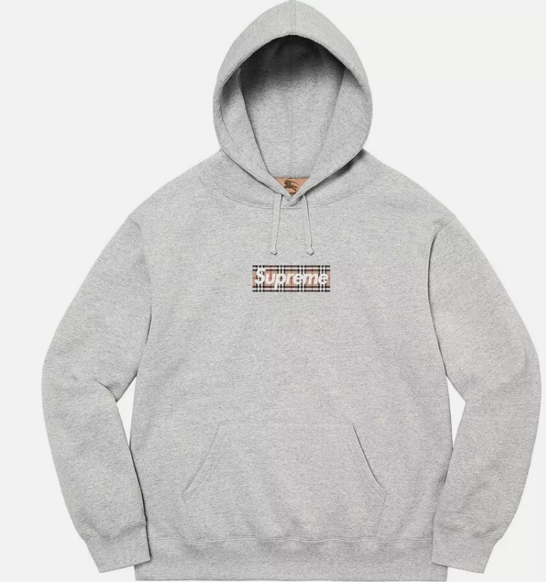 Supreme x Burberry Box Logo Hoodie Heather Grey - Size Small Brand