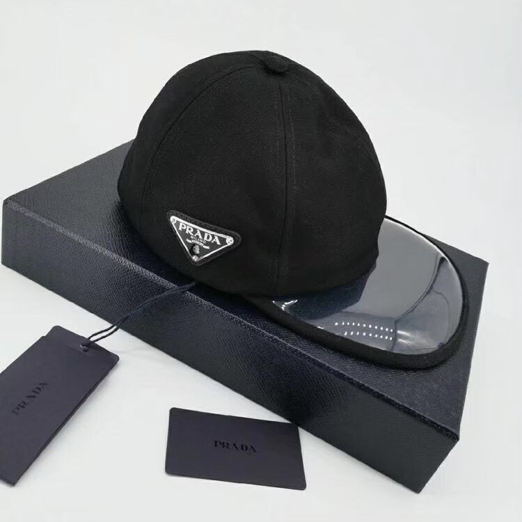 PRADA Black baseball cap with clear brim | eBay
