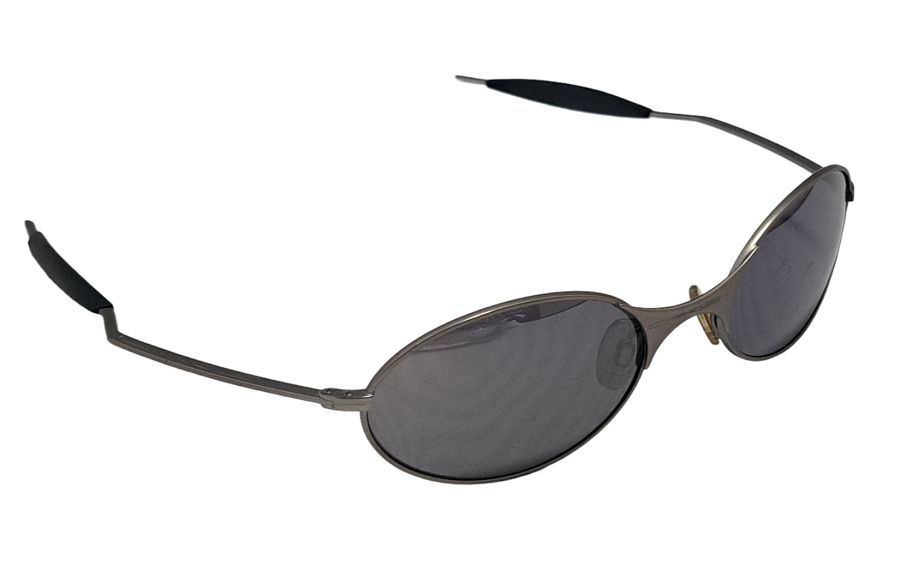 Oakley sunglasses E-wire metal frame matte silver mirror lens