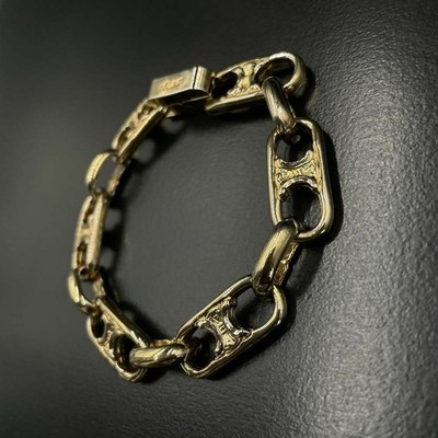 Celine Bracelet Triomphe Gold Engraved y2k Vintage Woman Gold Tone