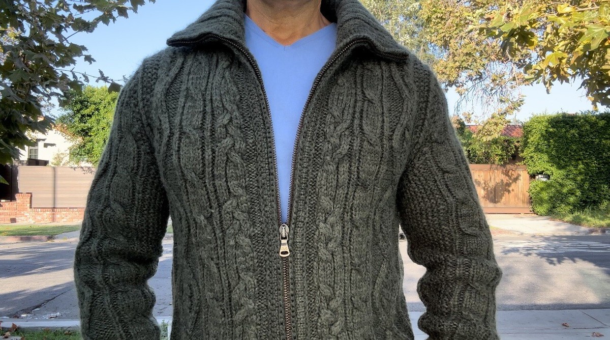 Men's DOLCE GABBANA Large Cable Knit Zipper Sweater Green | eBay