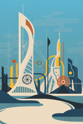 Vintage Tomorrowland Painting Wall Art Home Decor - POSTER 20x30