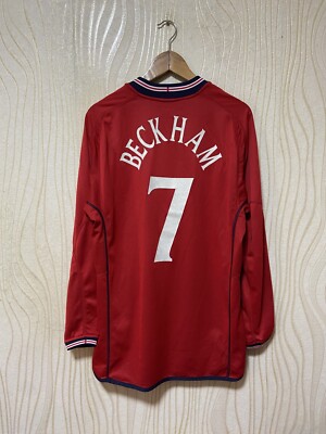 ENGLAND 2002 2004 AWAY SHIRT JERSEY LONG SLEEVE UMBRO #7 BECKHAM