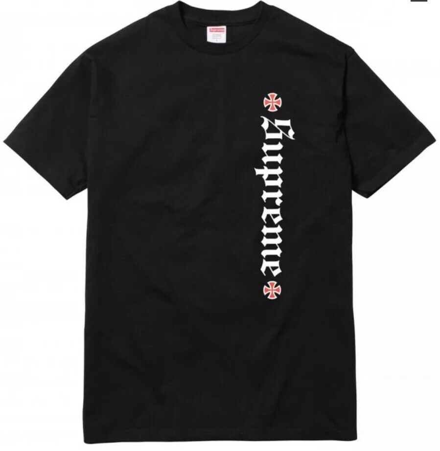 Supreme x Independent Old English Tee Black White Red FW17 NWT Sz