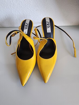 Zara Yellow Heel Shoes Size 5.5/36 | eBay