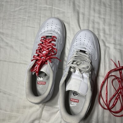 Size 10.5 - Nike Air Force 1 x Supreme Low Box Logo - White