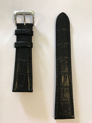 Citizen Eco-drive Ao9000-06b 22mm Black Leather Watch Band Strap