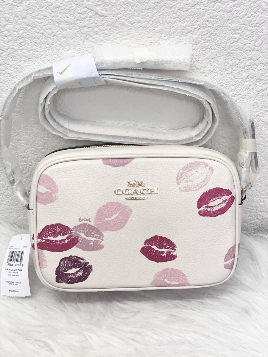 NWT COACH Jamie Camera Bag With Lips Print CZ935 Chalk Multi Fast